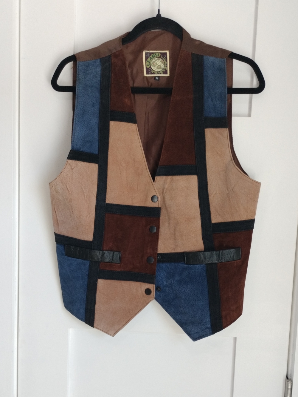 Vintage Patchwork Suede Vest - Multicolor